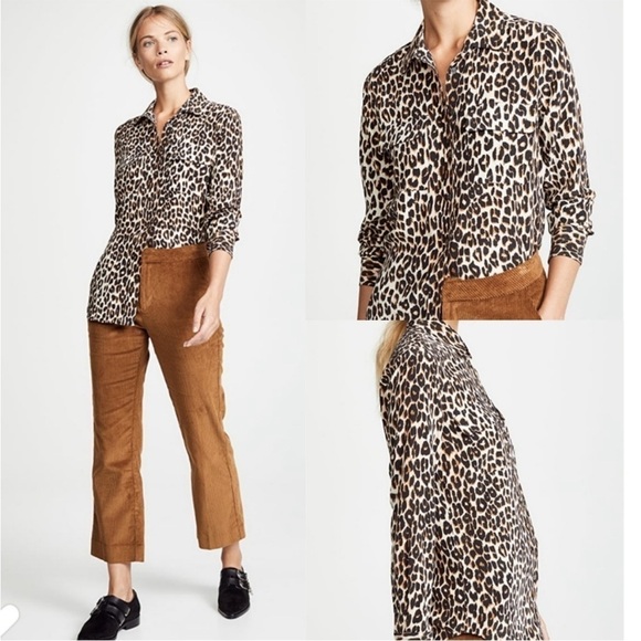 Equipment Slim Signature Leopard Print Silk Button Down Top Long Sleeve Size XS - Picture 15 of 16